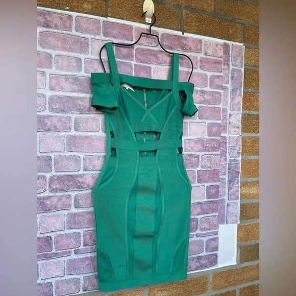 House of CB Caltina Bandage Mesh Bardot Cut out Mini Dress Size Small - Picture 4 of 14